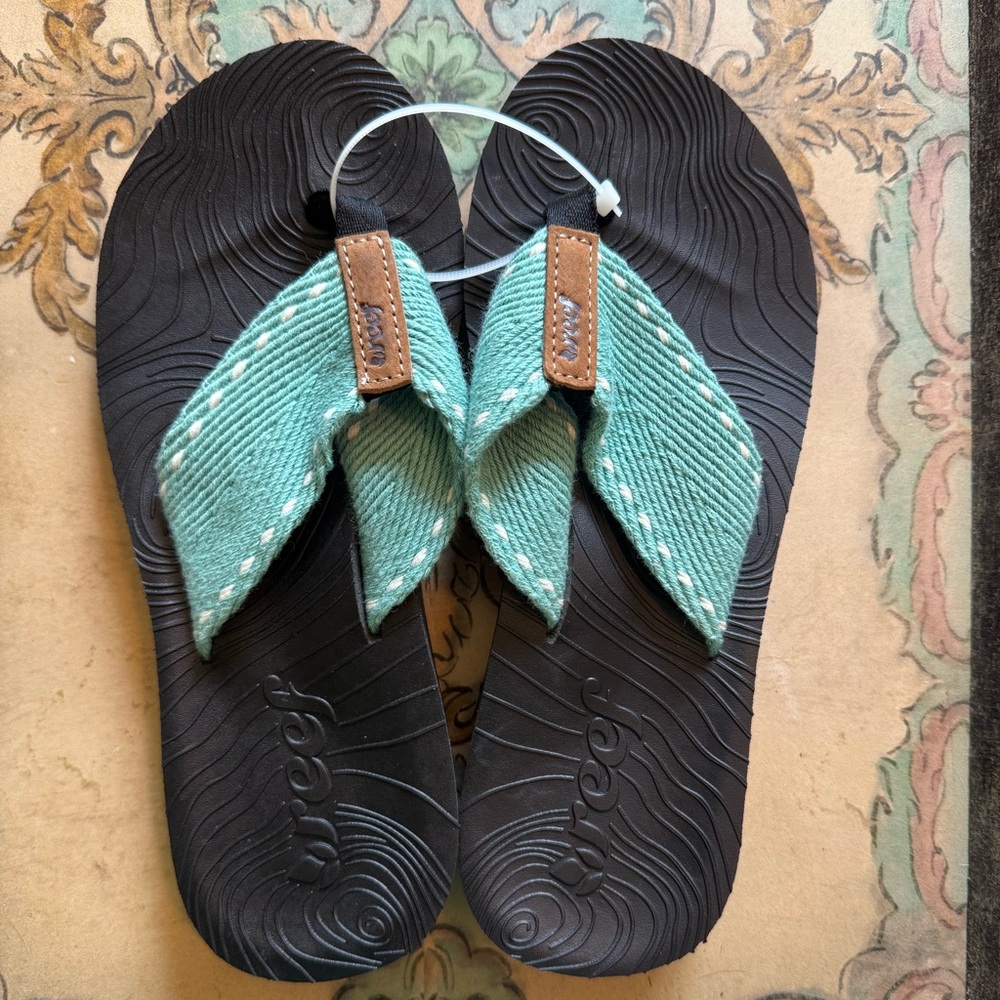 Kids Reef Green/Black Flip Flops